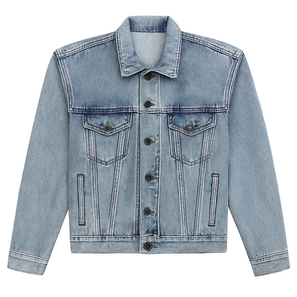 Katie J NYC Montauk Denim Jacket Acid Wash Blue Classic Layering SZ Tween XL